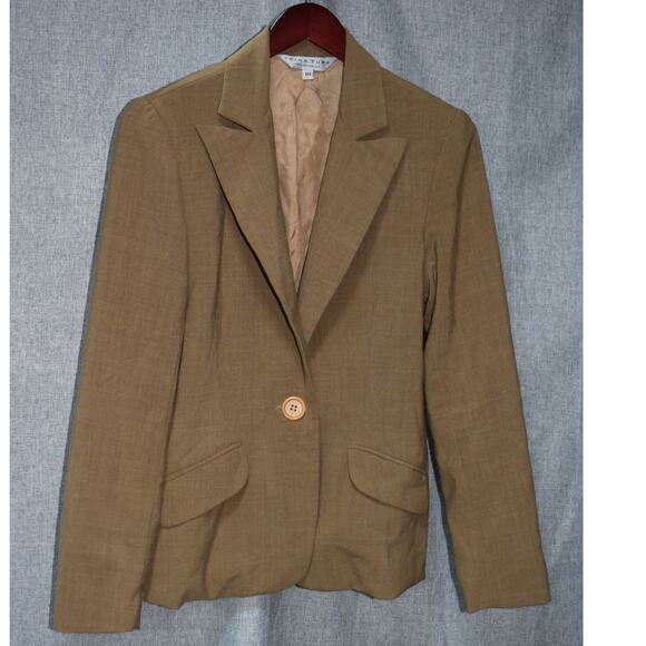 Trina Turk Los Angeles Camel Tan One-Button Blazer Size 10 - Picture 1 of 3